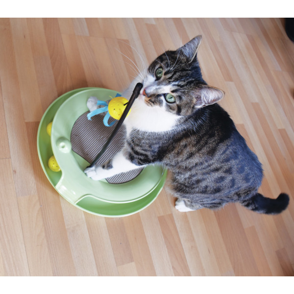 Scratch Cat Toy – 3-in-1 Cat Toy: Scratcher, Balls & Bell